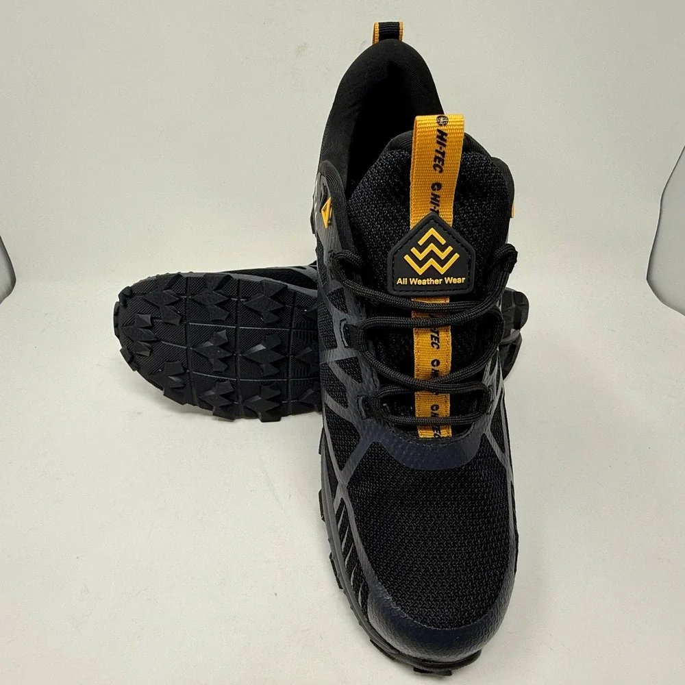 Hi-Tec Mauna Hiker WP Mens Sz 11 Waterproof Hiking Shoes Black Grey Yellow